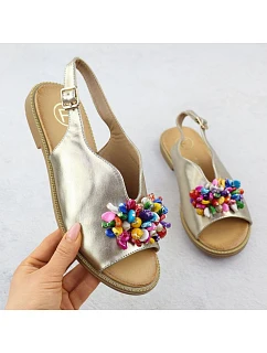 Dámské zlaté sandály s korálky Filippo DS6230