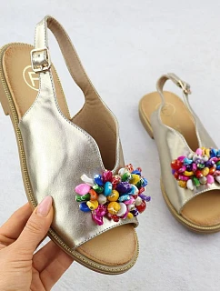 Dámské zlaté sandály s korálky Filippo DS6230