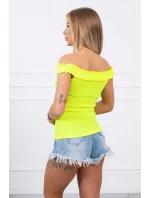 Španělská halenka s volánky žlutá neonová