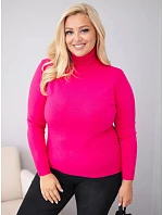 Dámský svetřík z viskózy Plus Size s rolákem v klasickém střihu fuchsiová Dámský svetřík z viskózy Plus Size s rolákem v klasickém střihu fuchsiová