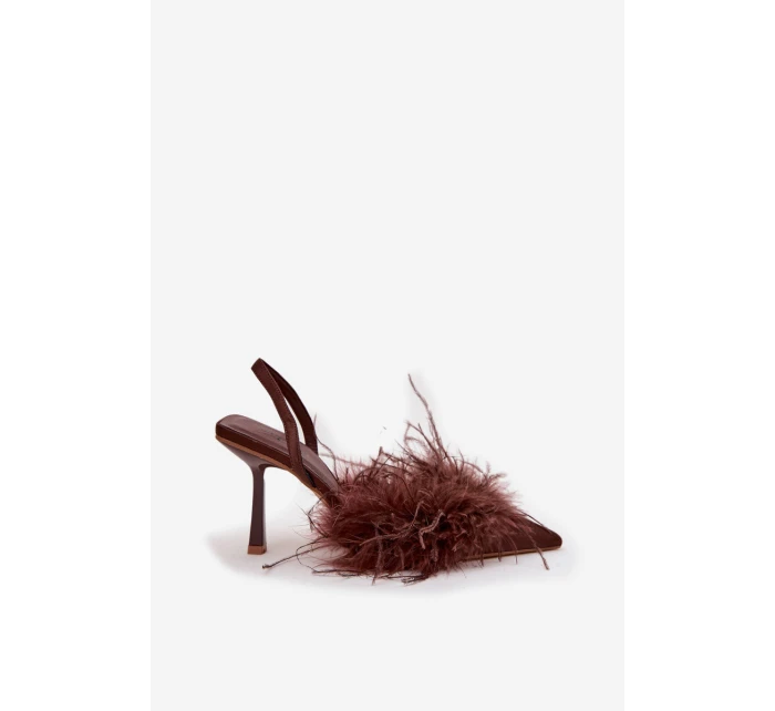 Lodičky s a otevřenou patou čokoládové model 21715217 - Boto