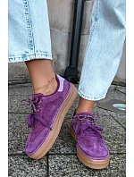 Dámské kožené semišové tenisky s izolací Big Star model 22386473 fialové - Big Star Shoes Dámské kožené semišové tenisky s izolací Big Star model 22386473 fialové - Big Star Shoes