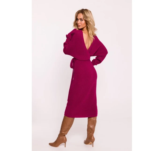 model 20476152 Svetrové šaty s výstřihem do V růžové - Moe