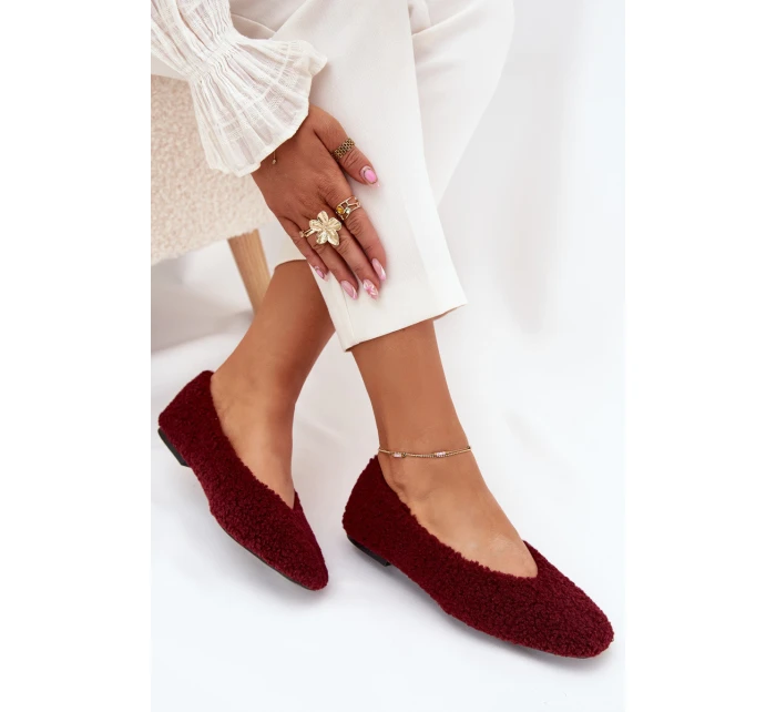 Dámské baleríny s kožíškem typu beránek Zimira – bordové