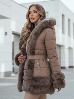 CITYGLANCE dámská zimní bunda s kožešinou hnědá FashionStreet TY5048