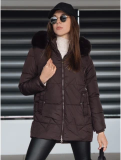 Dámská zimní prošívaná bunda s kapucí hnědá FashionStreet TY5326