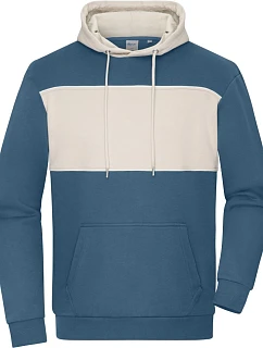 Daiber 8051 Mikina s kapucí "Colour-Block" z bio bavlny 02.8051 dusty blue/sandstone