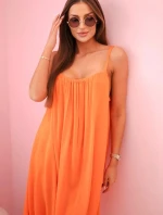 Viskózové šaty na ramínka pomeranč