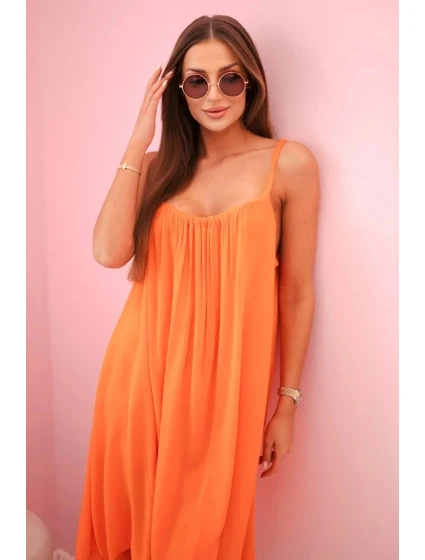 Viskózové šaty na ramínka pomeranč