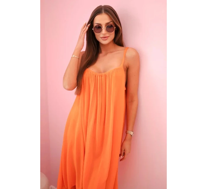 Viskózové šaty na ramínka pomeranč