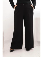 Dámské kalhoty Plus Size se širokou nohavicí a páskem čokoládové Dámské kalhoty Plus Size se širokou nohavicí a páskem čokoládové