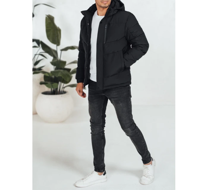Pánská prošívaná zimní bunda s kapucí černá model 21991510 - Dstreet