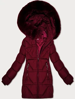 Dámská zimní péřová bunda ve vínové bordó barvě model 21475480 - J.STYLE
