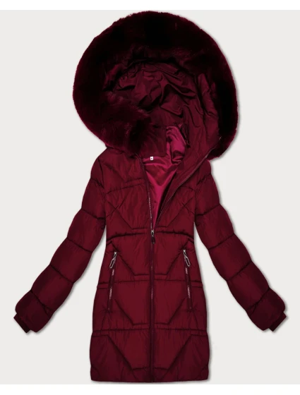 Dámská zimní péřová bunda ve vínové bordó barvě model 21475480 - J.STYLE