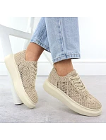 Dámská obuv na platformě se šněrováním béžová model 22098387 - VINCEZA