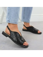 Dámské černé kožené sandály S.Barski KV51-094 Dámské černé kožené sandály S.Barski KV51-094