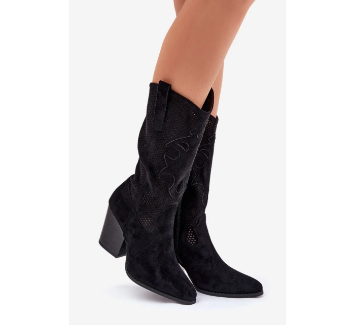 Kozačky Na Podpatku Černé model 21691075 - S.Barski