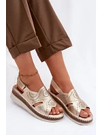 Kožené sandály na platformě model 22101270 Zlaté - S.Barski Kožené sandály na platformě model 22101270 Zlaté - S.Barski