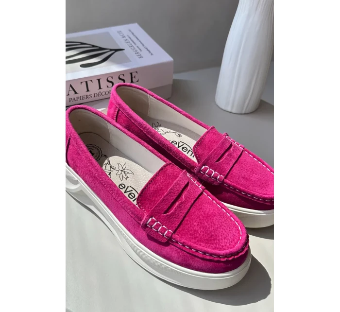 Semišové dámské mokasíny Fuchsia model 20453046 - Kesi