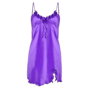 Dámská saténová košilka Gabi tmavě fialová - DKaren