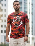Pánské klasické tričko v kamuflážovém vzoru s potiskem, oranžové, FashionStreet NX2003R