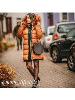 PIKOWANA DAMSKA KURTKA ZIMOWA Z KAPTUREM RÓŻ model 21242060 - Libland