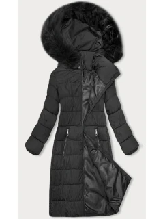 Dámská zimní bunda v grafitové barvě s kapucí model 21787480 - J.STYLE