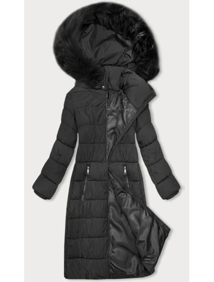 Dámská zimní bunda v grafitové barvě s kapucí model 21787480 - J.STYLE