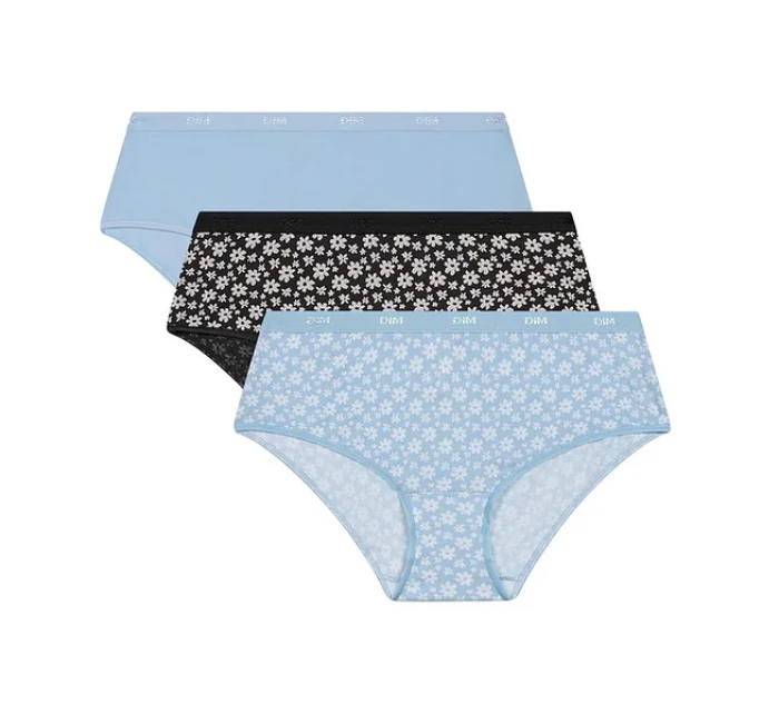 Dámské bavlněné kalhotky 3 ks DIM LES POCKETS COTTON BOXER 3x - DIM - černá
