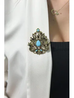 Brož XZ459-191 zlato + modrá