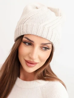 Dámská zimní čepice s vlnou a zdobením z  béžová model 21783041 - K-Fashion