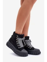 Dámské Zateplené Botky Trapery Na Platformě Černé model 21680175 - EVENTO