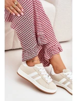 Dámské Sportovní Boty Sneakersy Z Eko Kůže Béžové model 21701259 - Boto