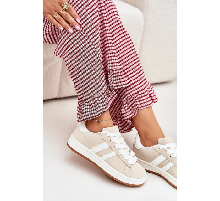 Dámské Sportovní Boty Sneakersy Z Eko Kůže Béžové model 21701259 - Boto