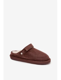 Dámské pantofle s páskem Vyhřívané s kožešinkou Čokoládové Rilena