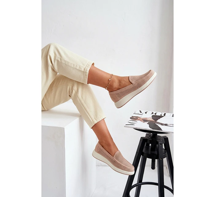 Dámské síťované mokasíny Sergio Leone MK097H béžové