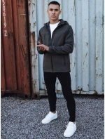 Pánská přechodná softshellová bunda s kapucí tmavě šedá FashionStreet TX4816