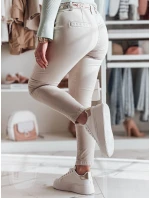 Dámské látkové chinos kalhoty s páskem ROSSALI light beige FashionStreet UY2537