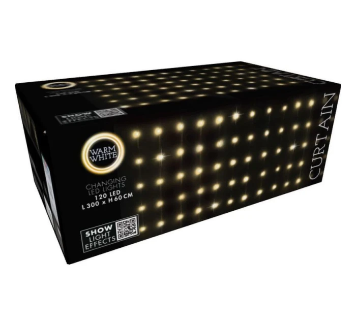 VÁNOČNÍ STROMEK SVĚTLA VENKOVNÍ/VNITŘNÍ SVĚTELNÝ ZÁVĚS 120 VEDL 300X60CM S DÁLKOVÝM OVLÁDÁNÍM TEPLÁ BÍLÁ