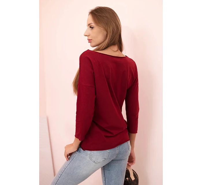Dámská halenka s lodičkovým výstřihem vínová Dámská halenka s lodičkovým výstřihem vínová