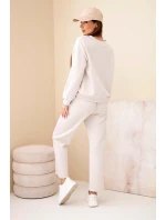 Dámský viskózový komplet v  s lampasy béžový model 22011678 - K-Fashion