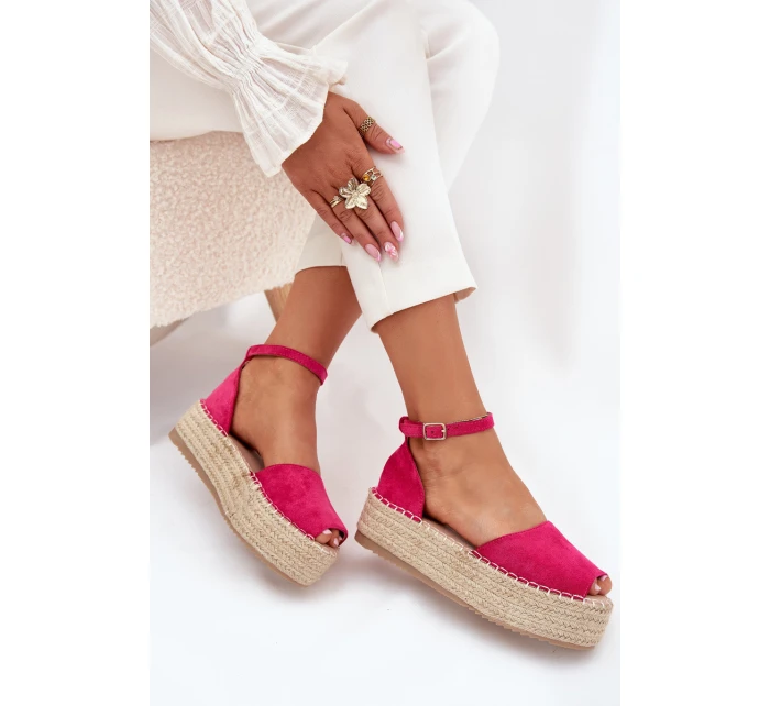 Dámské espadrilky na platformě s pletením fuchsie model 21704459 - Boto Dámské espadrilky na platformě s pletením fuchsie model 21704459 - Boto