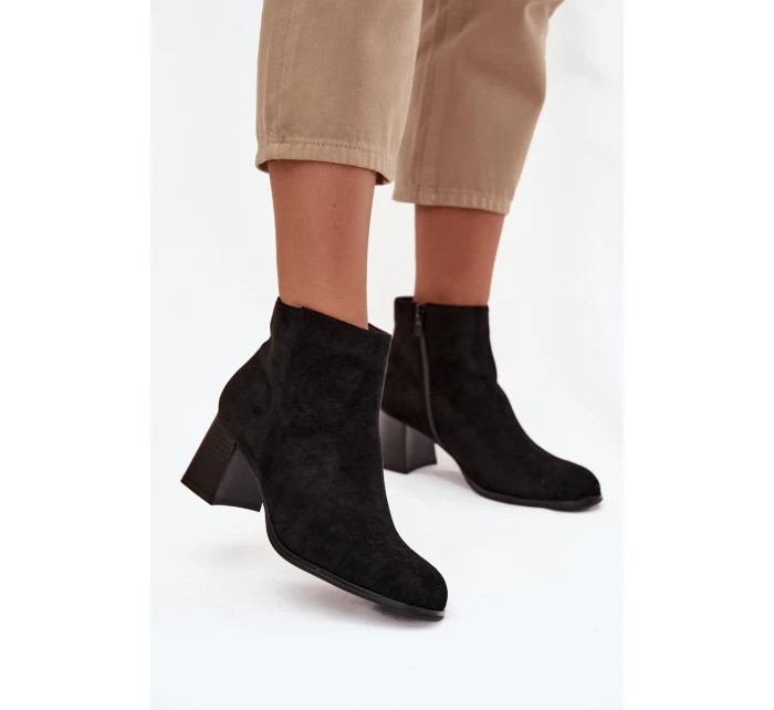 Dámské kotníkové boty na podpatku Eko semiš Černé Marilou