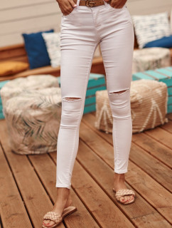 Bílé džínové džíny s dírami