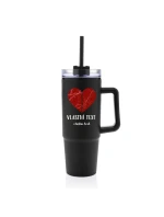 Personalizovaná termoska s průhledným víčkem - dvě mapy jako srdce Personalizovaná termoska s průhledným víčkem - dvě mapy jako srdce