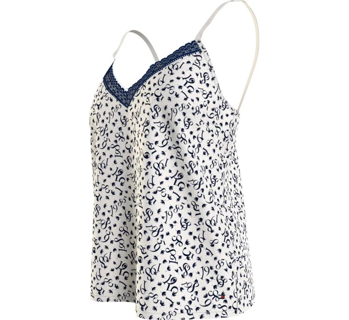 Dámský pyžamový top WOVEN CAMI PRINT UW0UW05006 02X  bílý s potiskem - Tommy Hilfiger