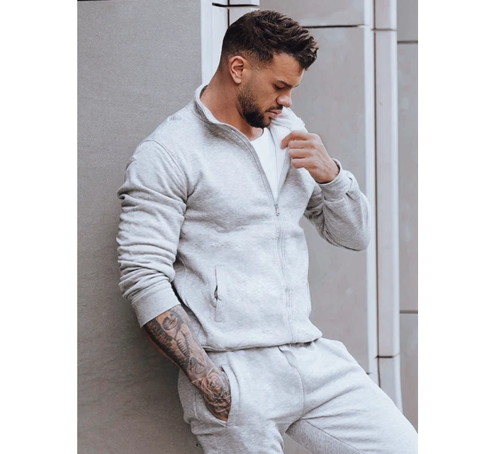Pánská mikina na zip bez kapuce šedá FashionStreet BX4109z