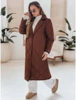 Dámský prošívaný dlouhý kabát TRENDIFY hnědý FashionStreet TY4939