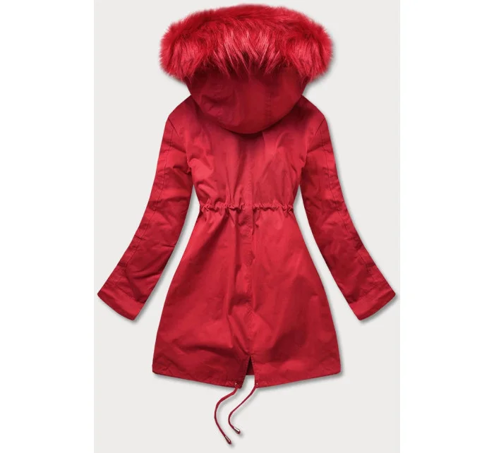 DAMSKA PARKA ZIMOWA Z I KAPTUREM CZERWONA model 21242000 - Libland