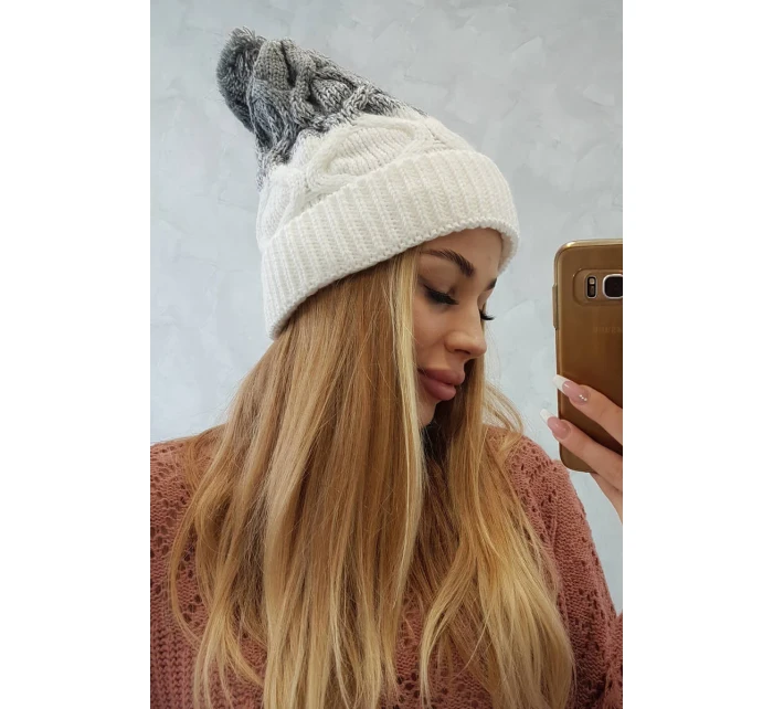 Fleecová čepice Alice K248 bílá+šedá Fleecová čepice Alice K248 bílá+šedá